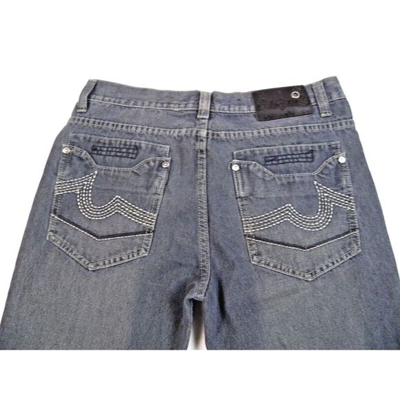 ROADBLOCK Black Wash‎ Straight Leg Jeans Size 34x34 Logo Stitching - Picture 9 of 11